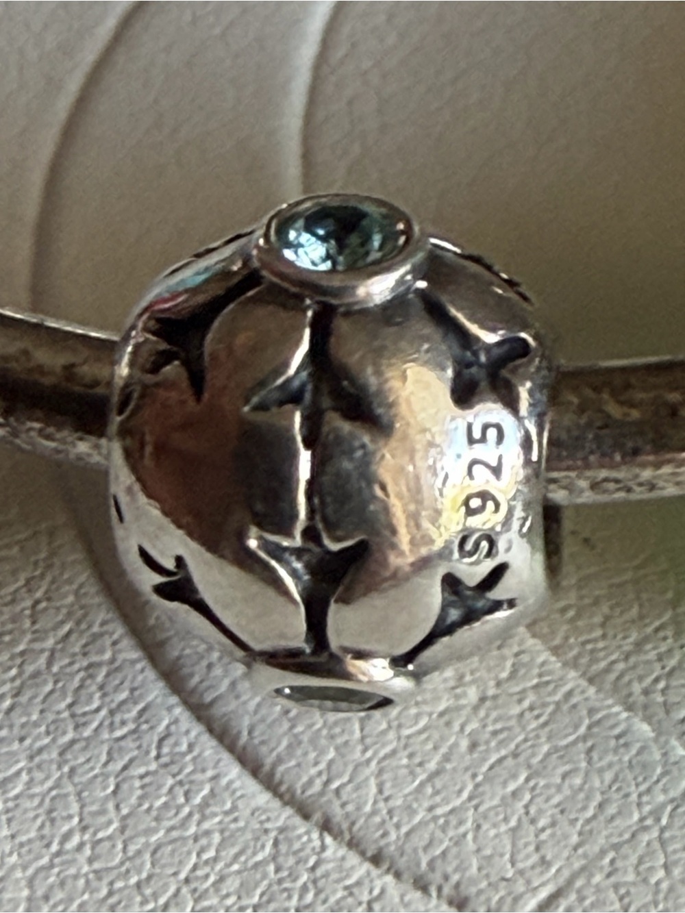 Authentic Pandora Blue Topaz Snowflake Charm Silver